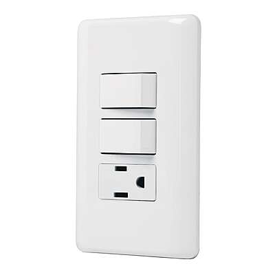 Placa armada con contacto y 2 interruptores sencillos, Basic - PA-APCO-B2 / 25081