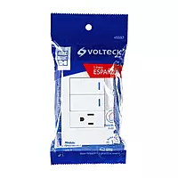 Placa armada 2 interruptores,1 contacto,1mod,Española,blanco - PA-APCO-E2B / 45597