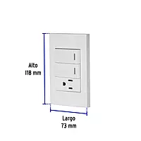 Placa armada 2 interruptores,1 contacto,1mod,Española,blanco - PA-APCO-E2B / 45597