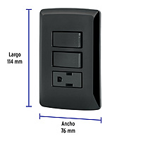Placa armada contacto 2 interruptores,negro, línea Italiana - PA-APCO-I2N / 47592 Placa armada contacto 2 interruptores,negro, línea Italiana - PA-APCO-I2N / 47592