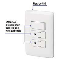 Placa armada 2 contactos e interruptor,blanco,línea Italiana - PA-APCO-I3B / 46457