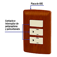 Placa armada 2 contactos e interruptor,madera,línea Italiana - PA-APCO-I3M / 49937 Placa armada 2 contactos e interruptor,madera,línea Italiana - PA-APCO-I3M / 49937