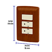 Placa armada 2 contactos e interruptor,madera,línea Italiana - PA-APCO-I3M / 49937 Placa armada 2 contactos e interruptor,madera,línea Italiana - PA-APCO-I3M / 49937