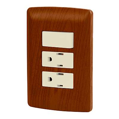 Placa armada 2 contactos e interruptor,madera,línea Italiana - PA-APCO-I3M / 49937