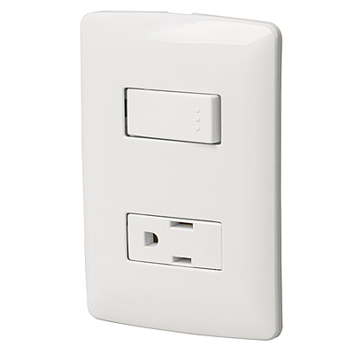 Placa armada contacto e interruptor, blanco, línea Italiana - PA-APCO-IB / 46455