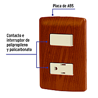 Placa armada contacto e interruptor, madera, línea Italiana - PA-APCO-IM / 49935