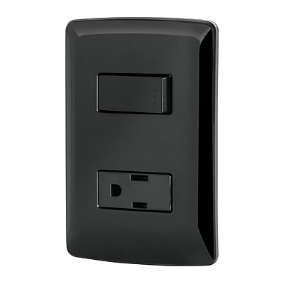 Placa armada contacto e interruptor, negro, línea Italiana - PA-APCO-IN / 47591