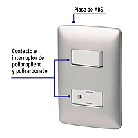 Placa armada contacto e interruptor, plata, línea Italiana - PA-APCO-IP / 46473 Placa armada contacto e interruptor, plata, línea Italiana - PA-APCO-IP / 46473