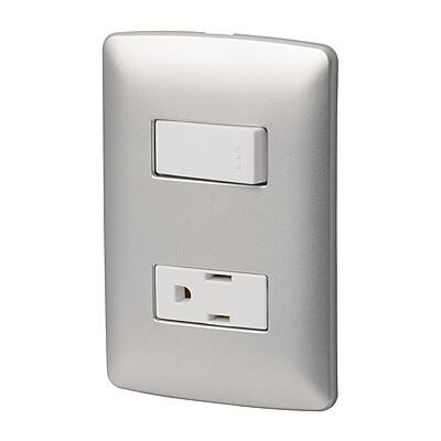 Placa armada contacto e interruptor, plata, línea Italiana - PA-APCO-IP / 46473
