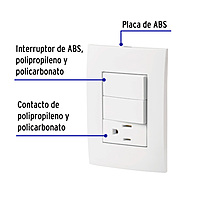 Placa armada contacto y 2 interruptores, línea Oslo, blanco - PA-APCO-O2B / 46488