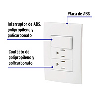 Placa armada 2 contactos e interruptor, línea Oslo, blanco - PA-APCO-O3B / 46489 Placa armada 2 contactos e interruptor, línea Oslo, blanco - PA-APCO-O3B / 46489