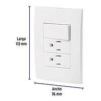 Placa armada 2 contactos e interruptor, línea Oslo, blanco - PA-APCO-O3B / 46489 Placa armada 2 contactos e interruptor, línea Oslo, blanco - PA-APCO-O3B / 46489