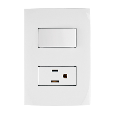 Placa armada contacto e interruptor, línea Oslo, blanco - PA-APCO-OB / 46487