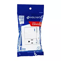 Placa armada 1 interruptor,1 contacto,1mod, Española, blanco - PA-APCO1-EB / 45590