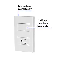 Placa armada 1 interruptor,1 contacto,1mod, Española, blanco - PA-APCO1-EB / 45590