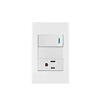Placa armada 1 interruptor,1 contacto,1mod, Española, blanco - PA-APCO1-EB / 45590