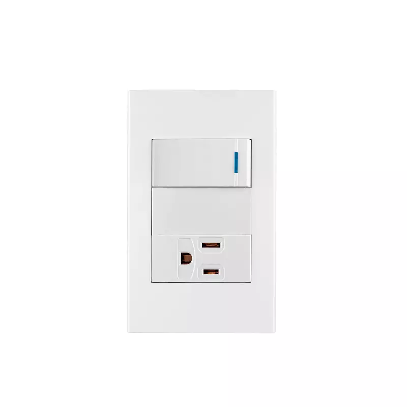 Placa armada 1 interruptor,1 contacto,1mod, Española, blanco - PA-APCO1-EB / 45590