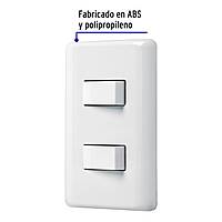 Placa armada con 2 interruptores sencillos, Volteck Basic - PA-APDO-B / 25080 Placa armada con 2 interruptores sencillos, Volteck Basic - PA-APDO-B / 25080