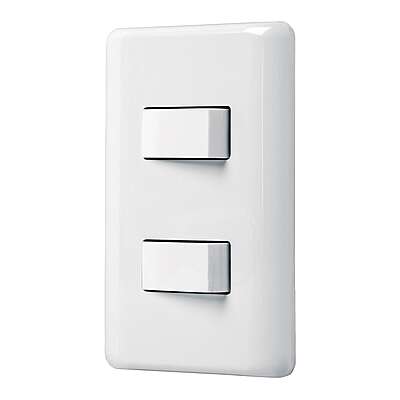 Placa armada con 2 interruptores sencillos, Volteck Basic - PA-APDO-B / 25080