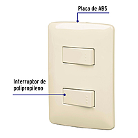 Placa armada 2 interruptores sencillos marfil,línea Italiana - PA-APDO-I / 48662 Placa armada 2 interruptores sencillos marfil,línea Italiana - PA-APDO-I / 48662