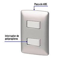 Placa armada 2 interruptores sencillos plata, línea Italiana - PA-APDO-IP / 46479 Placa armada 2 interruptores sencillos plata, línea Italiana - PA-APDO-IP / 46479