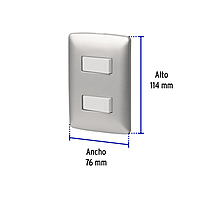Placa armada 2 interruptores sencillos plata, línea Italiana - PA-APDO-IP / 46479 Placa armada 2 interruptores sencillos plata, línea Italiana - PA-APDO-IP / 46479