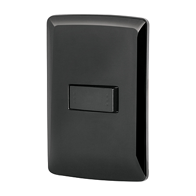 Placa armada 1 interruptor escalera, negro, línea Italiana - PA-APSE-EIN / 47600