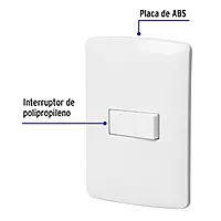 Placa armada 1 interruptor sencillo, blanco, línea Italiana - PA-APSE-IB / 46459