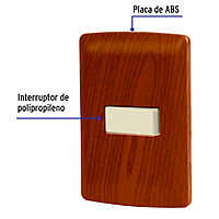 Placa armada 1 interruptor sencillo, madera, línea Italiana - PA-APSE-IM / 49923