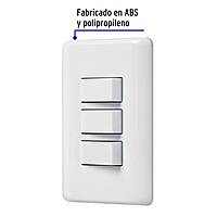 Placa armada con 3 interruptores sencillos, Volteck Basic - PA-APTR-B / 25083 Placa armada con 3 interruptores sencillos, Volteck Basic - PA-APTR-B / 25083