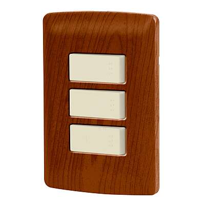 Placa armada 3 interruptores sencillos,madera,línea Italiana - PA-APTR-IM / 49933