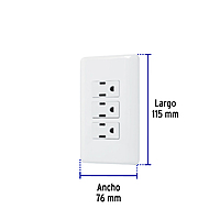 Placa armada con 3 contactos, Volteck Basic - PA-COTR-B / 25082 Placa armada con 3 contactos, Volteck Basic - PA-COTR-B / 25082