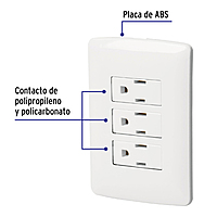 Placa armada 3 contactos aterrizados, blanco, línea Italiana - PA-COTR-IB / 46458 Placa armada 3 contactos aterrizados, blanco, línea Italiana - PA-COTR-IB / 46458