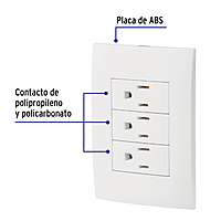 Placa armada 3 contactos aterrizados, línea Oslo, blanco - PA-COTR-OB / 46491 Placa armada 3 contactos aterrizados, línea Oslo, blanco - PA-COTR-OB / 46491
