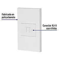 Placa armada 1 toma para teléfono, 1.5 mod, Española, blanco - PA-TE-EB / 45607