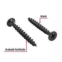 Fabricadas en acero con acabado fosfatado negro para mayor protección contra corrosión Para trabajos en madera, aglomerados y paneles de yeso o tablaroca Fabricadas en acero con acabado fosfatado negro para mayor protección contra corrosión Para trabajos en madera, aglomerados y paneles de yeso o tablaroca
