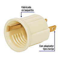 Portalámpara de baquelita, con adaptador, marfil, Volteck - POBA-20 / 46525 Portalámpara de baquelita, con adaptador, marfil, Volteck - POBA-20 / 46525