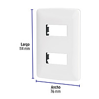 Placa 2 módulos de ABS, línea Italiana, color blanco - PPDO-IB / 48133