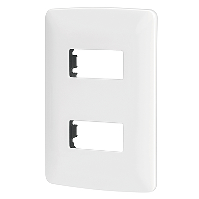 Placa 2 módulos de ABS, línea Italiana, color blanco - PPDO-IB / 48133