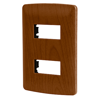 Placa 2 módulos de ABS, línea Italiana, acabado madera - PPDO-IM / 46393