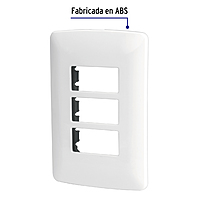 Placa 3 módulos de ABS, línea Italiana, color blanco - PPTR-IB / 48136