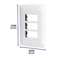 Placa 3 módulos de ABS, línea Italiana, color blanco - PPTR-IB / 48136