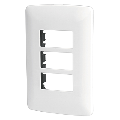 Placa 3 módulos de ABS, línea Italiana, color blanco - PPTR-IB / 48136