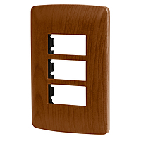 Placa 3 módulos de ABS, línea Italiana, acabado madera - PPTR-IM / 46394 Placa 3 módulos de ABS, línea Italiana, acabado madera - PPTR-IM / 46394
