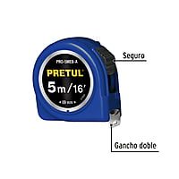 Flexómetro, azul, 5 m, cinta 19 mm, Pretul, tarjeta plástica - PRO-5MEB-A / 21610