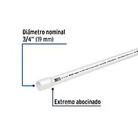Tubo de 3 m de PVC de 3/4' hidráulico cédula 40, Saniflow - PVC-002 / 43039 Tubo de 3 m de PVC de 3/4' hidráulico cédula 40, Saniflow - PVC-002 / 43039