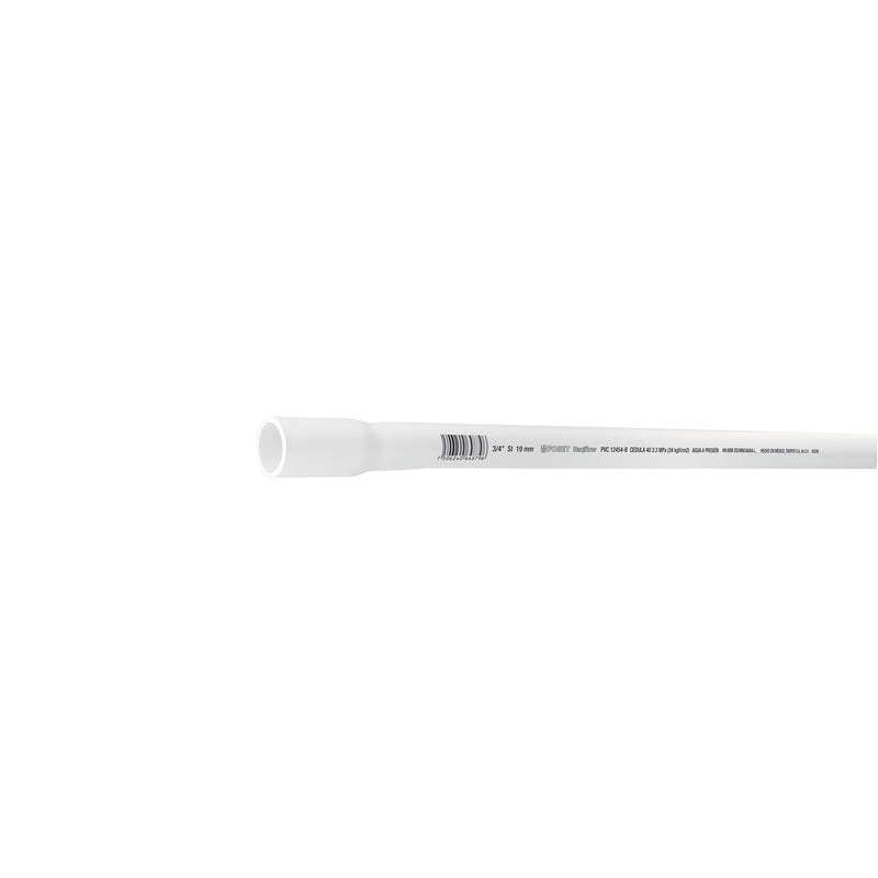 Tubo de 3 m de PVC de 3/4' hidráulico cédula 40, Saniflow - PVC-002 / 43039 Tubo de 3 m de PVC de 3/4' hidráulico cédula 40, Saniflow - PVC-002 / 43039