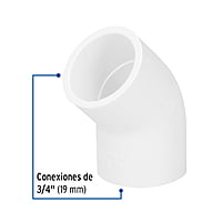 Codo 45° de PVC, 3/4' - PVC-862 / 45415 Codo 45° de PVC, 3/4' - PVC-862 / 45415