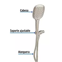 Regadera manual con soporte, satín, Riviera - R-013N / 45786