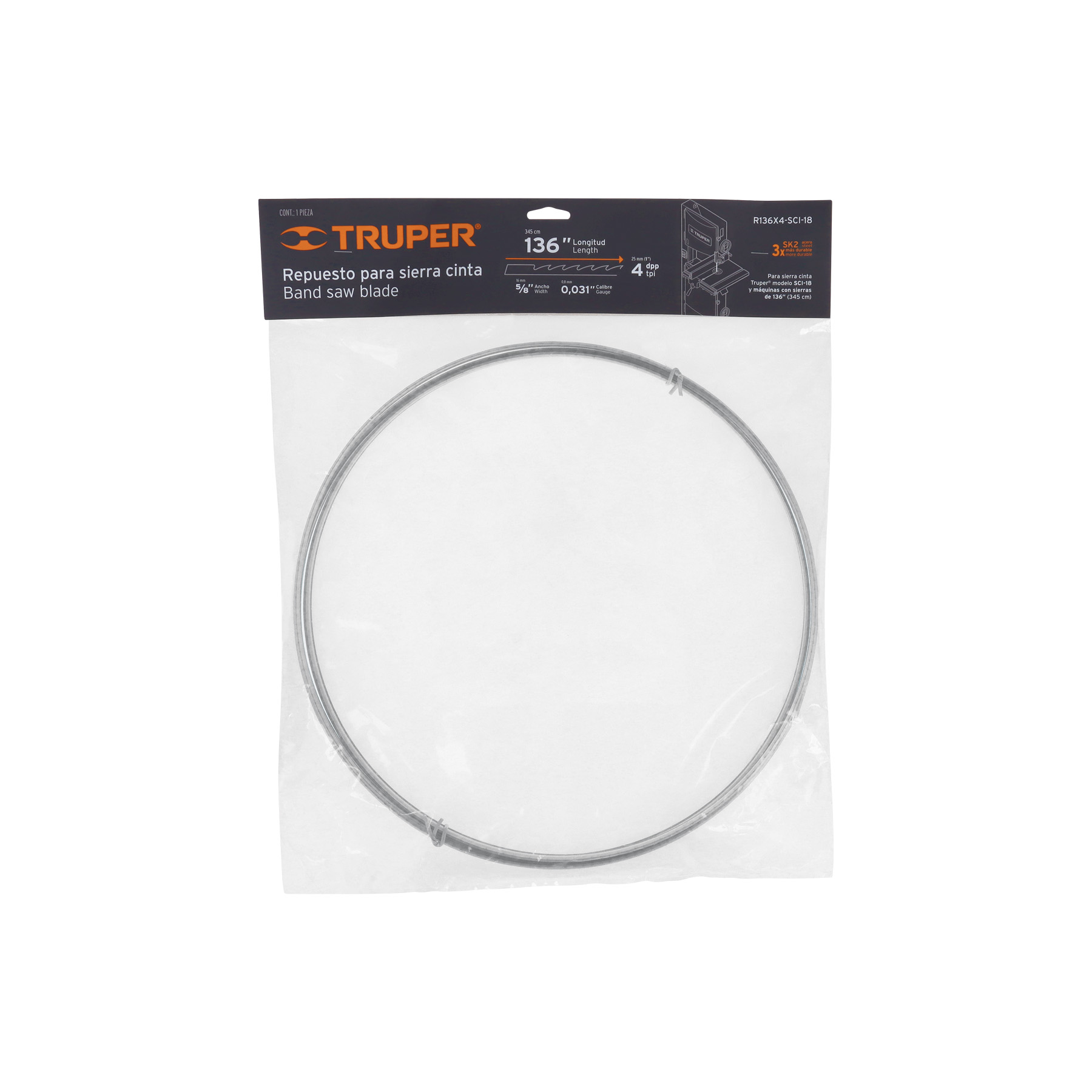 Repuesto sierra 136' x 4 dpp, para sierra cinta SCI-18 - R136X4-SCI-18 / 16279 Repuesto sierra 136' x 4 dpp, para sierra cinta SCI-18 - R136X4-SCI-18 / 16279